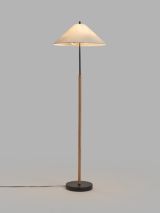 John Lewis Conical Floor Lamp, Black/Natural