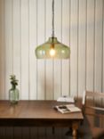 John Lewis Cartmel Textured Glass Pendant Ceiling Light, Olive