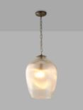 John Lewis Fulbrook Ribbed Glass Pendant Ceiling Light, Clear