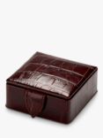 Aspinal of London Small Stud Croc Leather Box, Amazon Brown