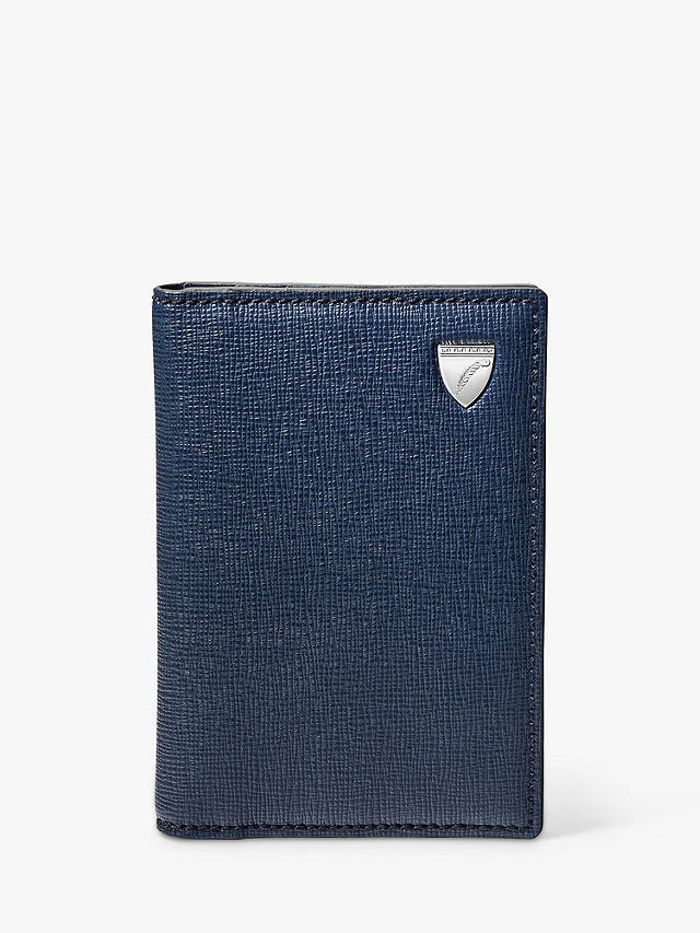 Aspinal of London Double Fold Leather Credit Card Holder, Navy