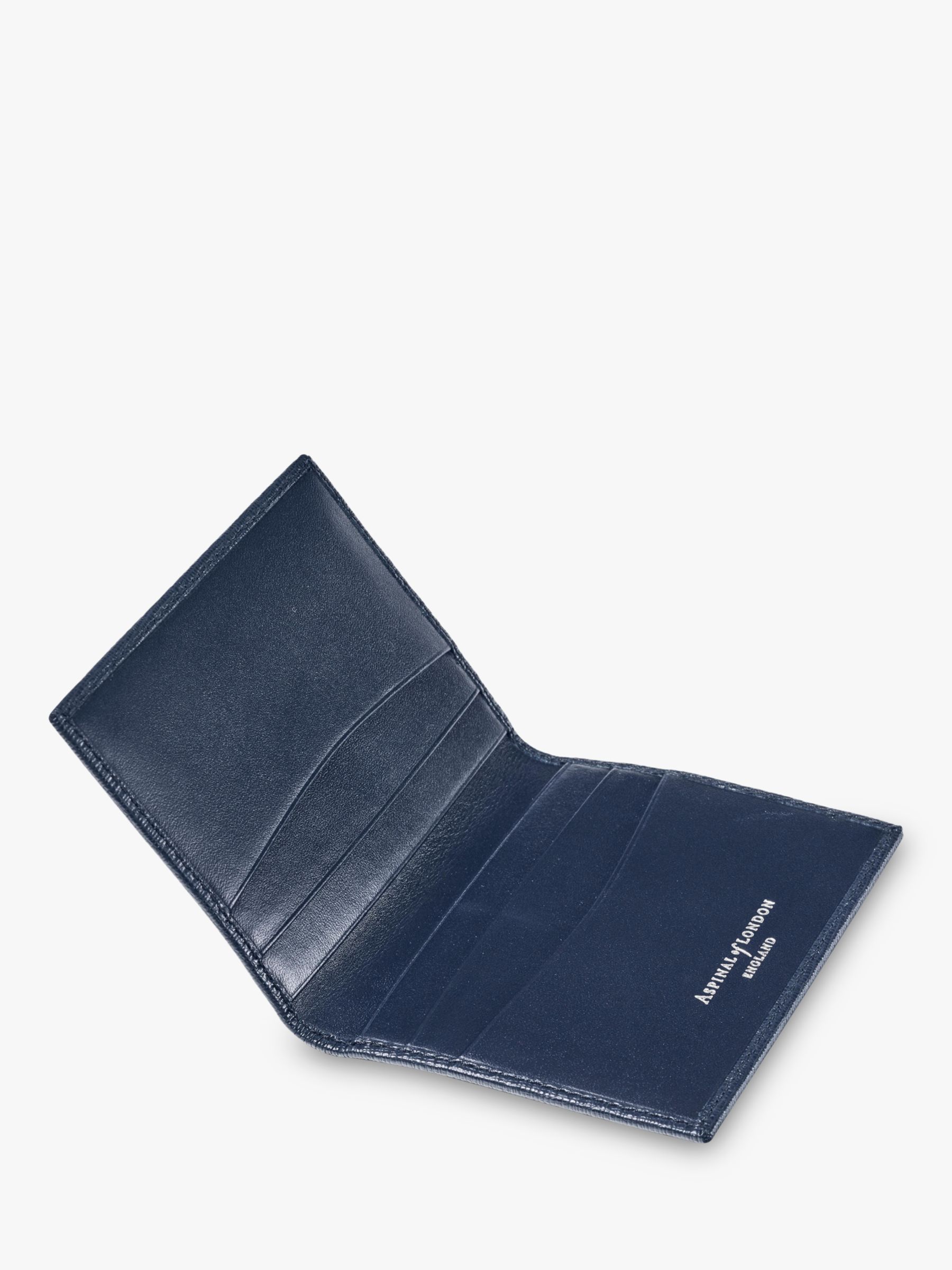 Aspinal of London Double Fold Leather Credit Card Holder, Navy