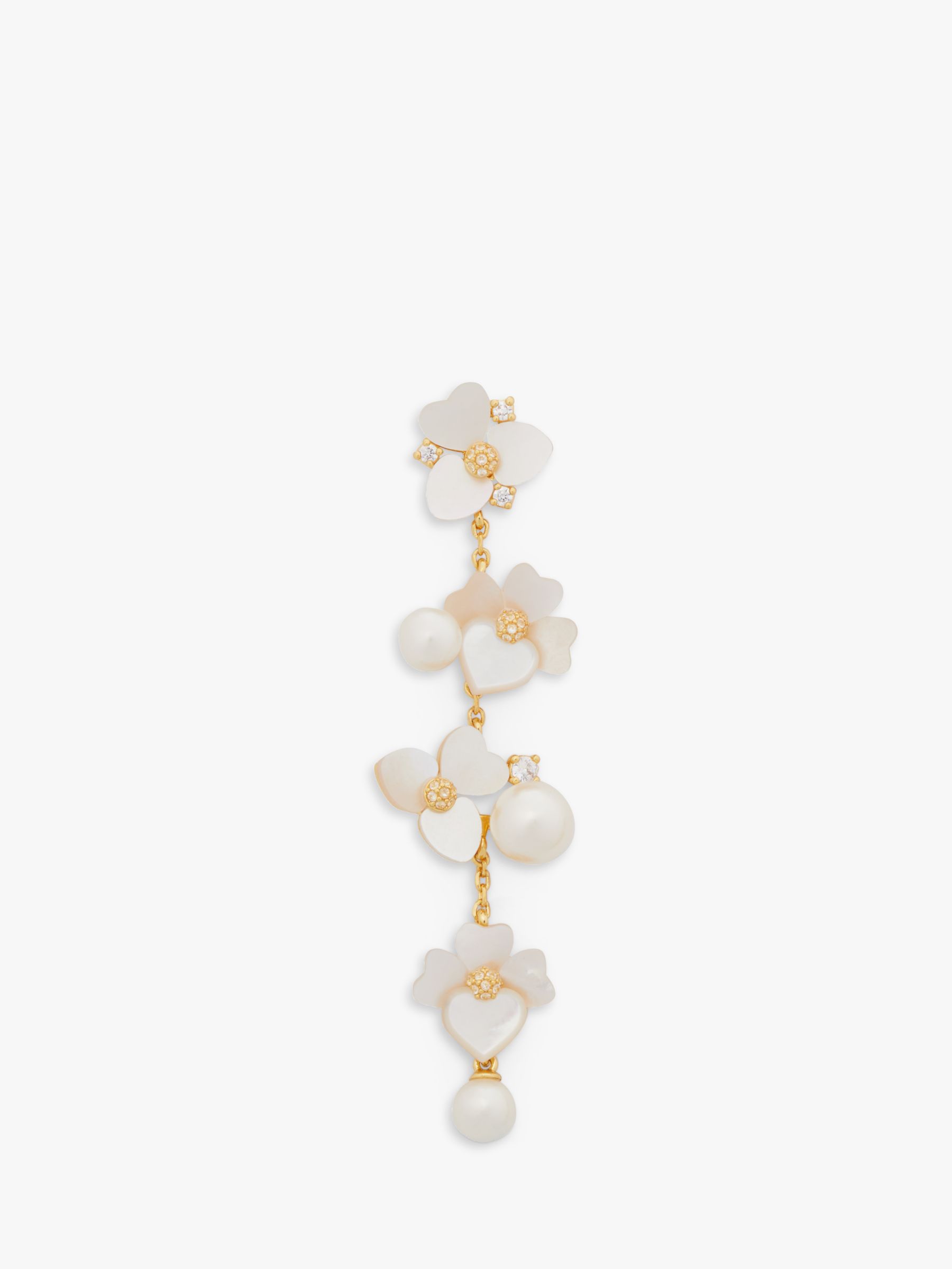 kate spade new york Precious Pansy Long Drop Earrings, Gold/White at John  Lewis & Partners