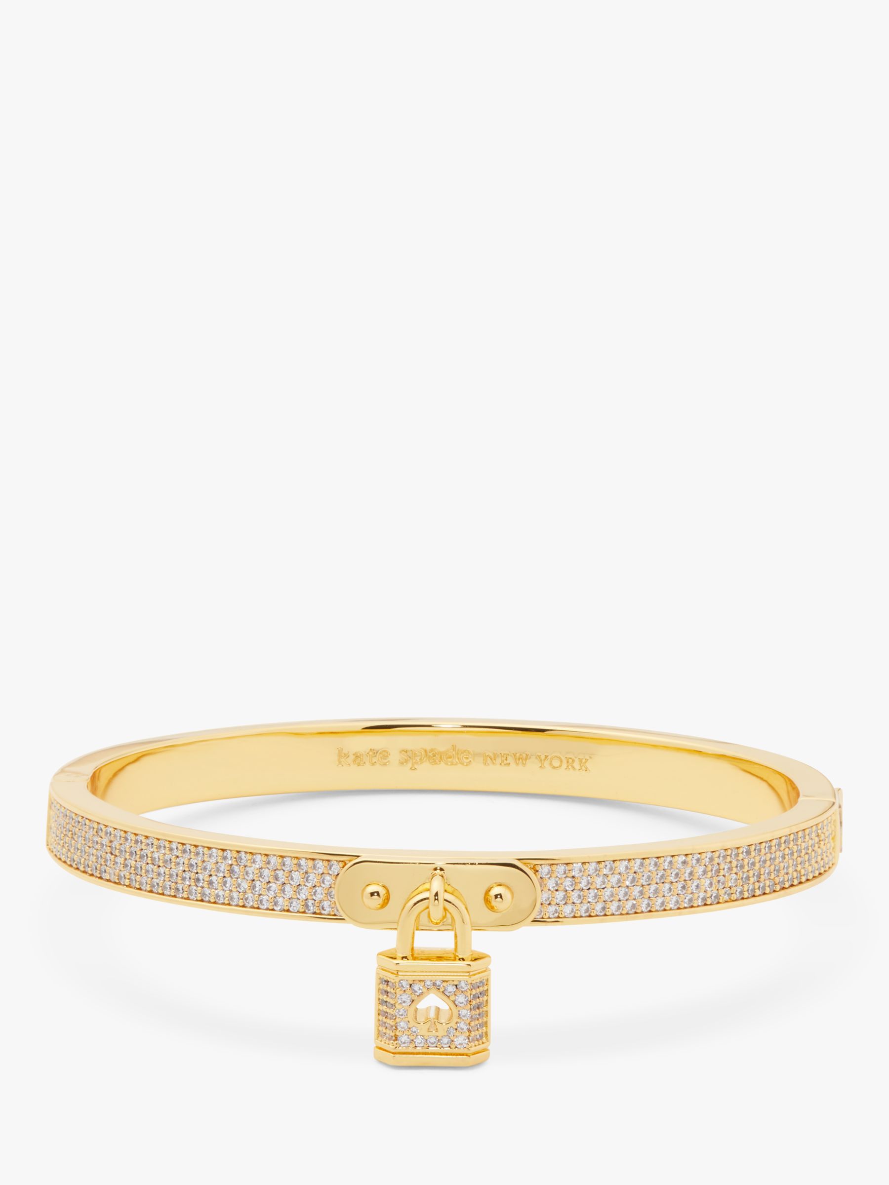 kate spade new york Cubic Zirconia Lock Charm Bangle, Gold/Clear at John  Lewis & Partners