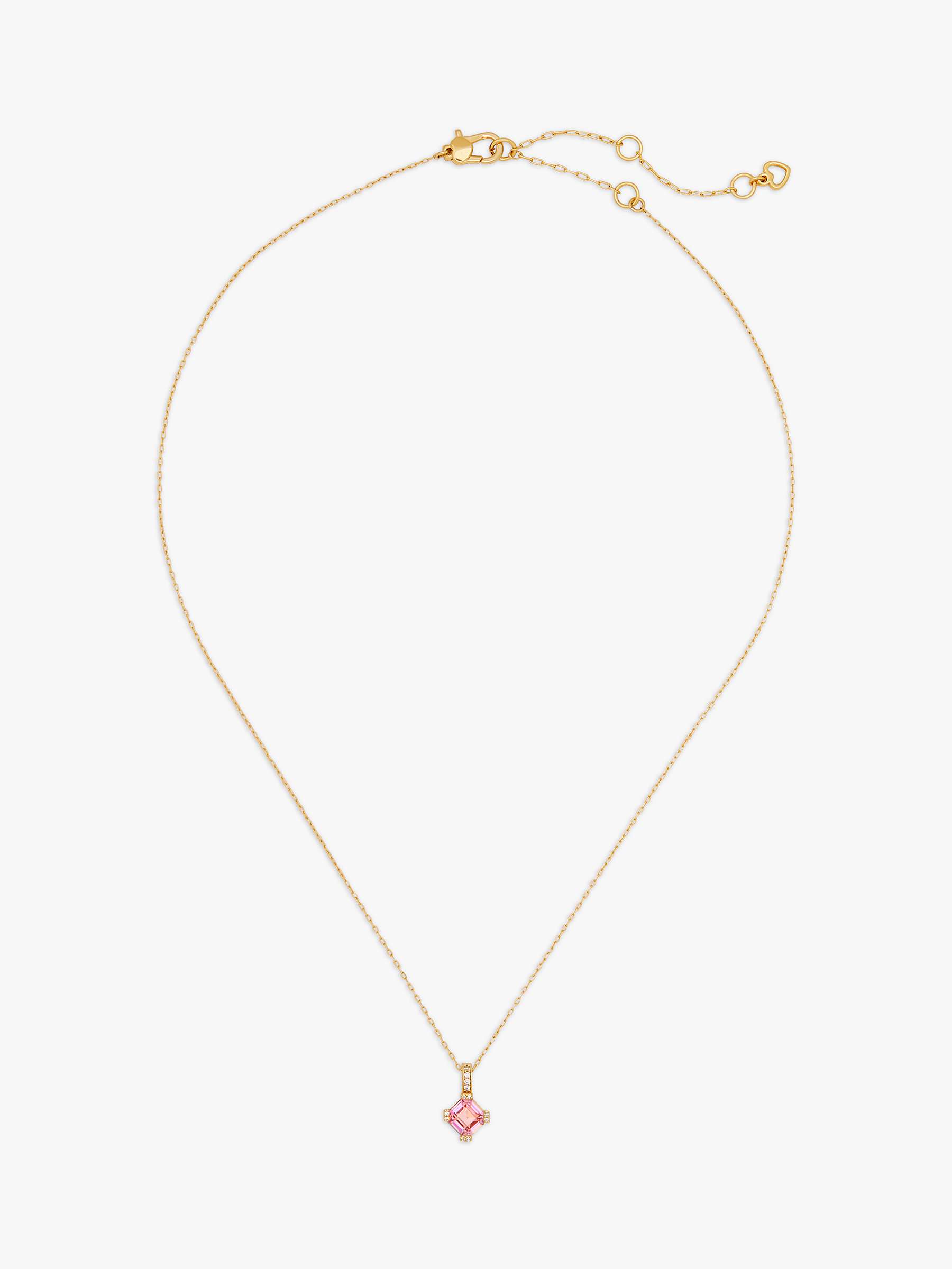 kate spade new york Daz Cubic Zirconia Pendant Necklace, Gold/Pink at ...