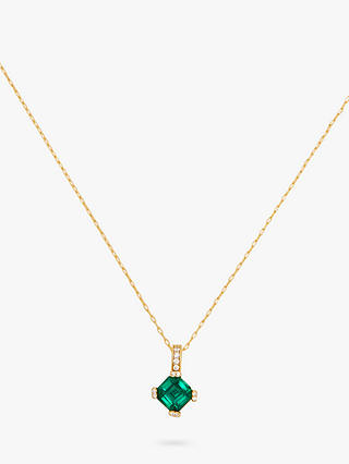kate spade new york Daz Cubic Zirconia Pendant Necklace, Gold/Green