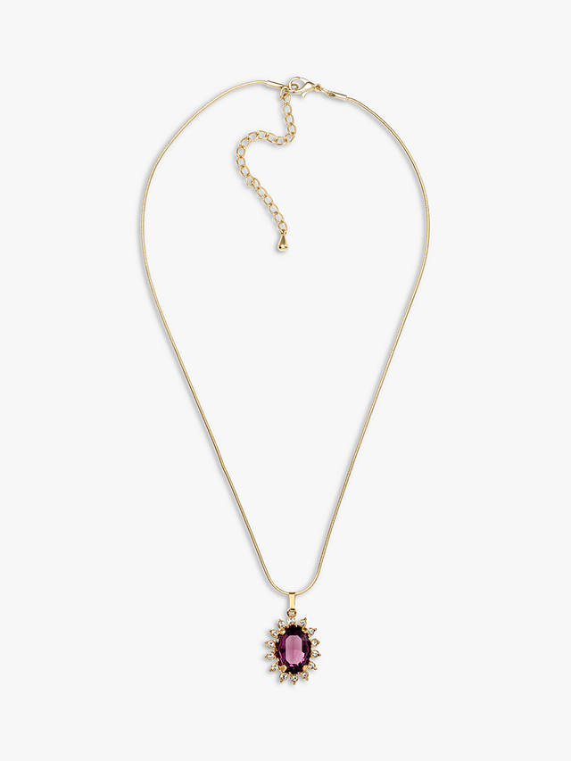 Eclectica Vintage 18ct Gold Plated Swarovski Crystal Radial Pendant Necklace, Gold/Amethyst