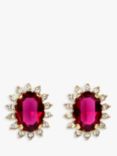 Eclectica Vintage Swarovski Crystal Radial Clip-On Earrings, Dated Circa 1980s, Gold/Ruby