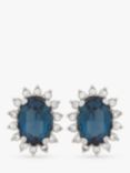 Eclectica Vintage Swarovski Crystal Radial Clip-On Earrings, Dated Circa 1980s, Silver/Navy