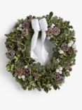 John Lewis Real Christmas Wreath, White Trim