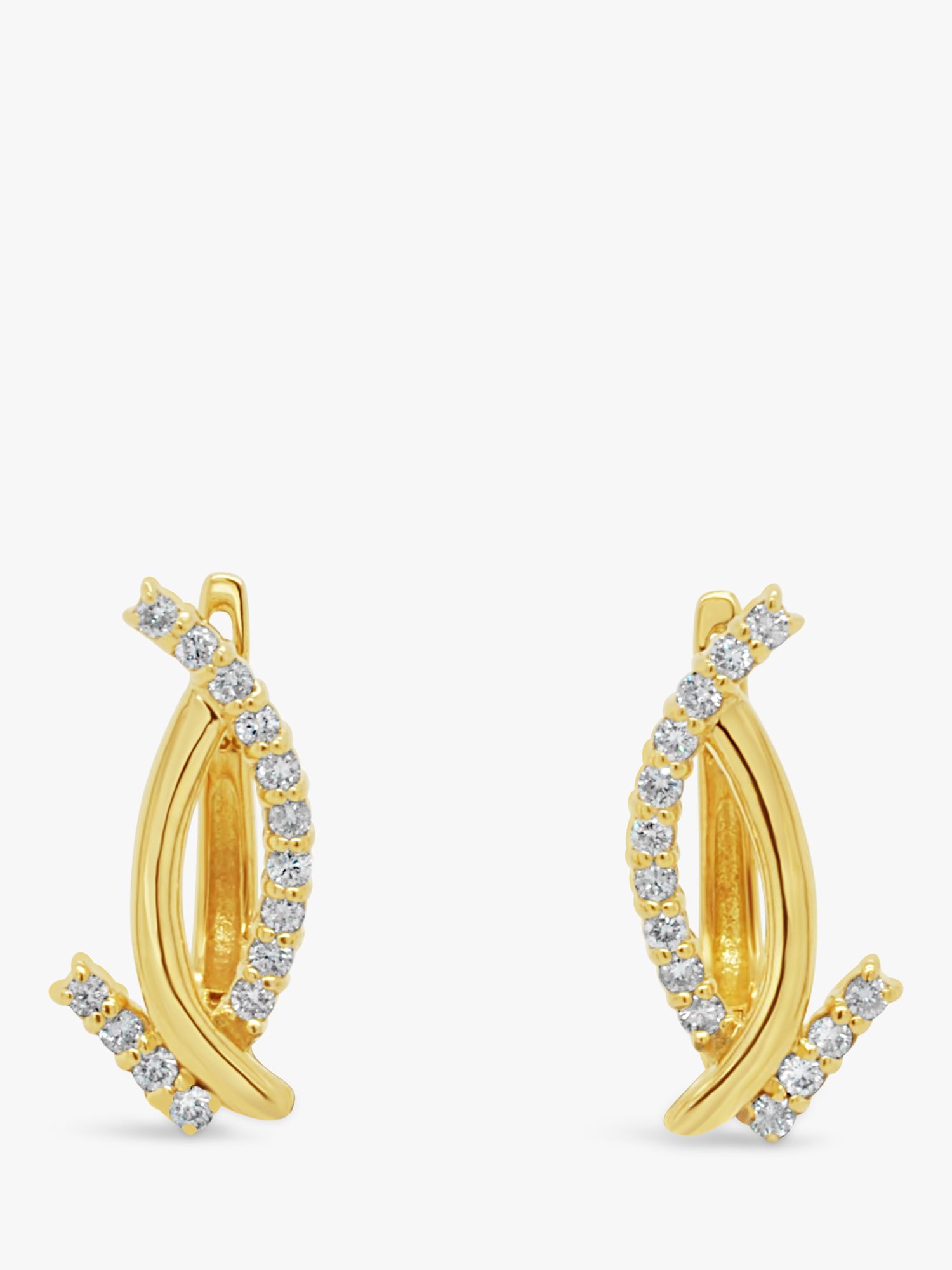 Milton & Humble Jewellery Second Hand 18ct Yellow Gold Diamond Curved Bars Clip-On Earrings