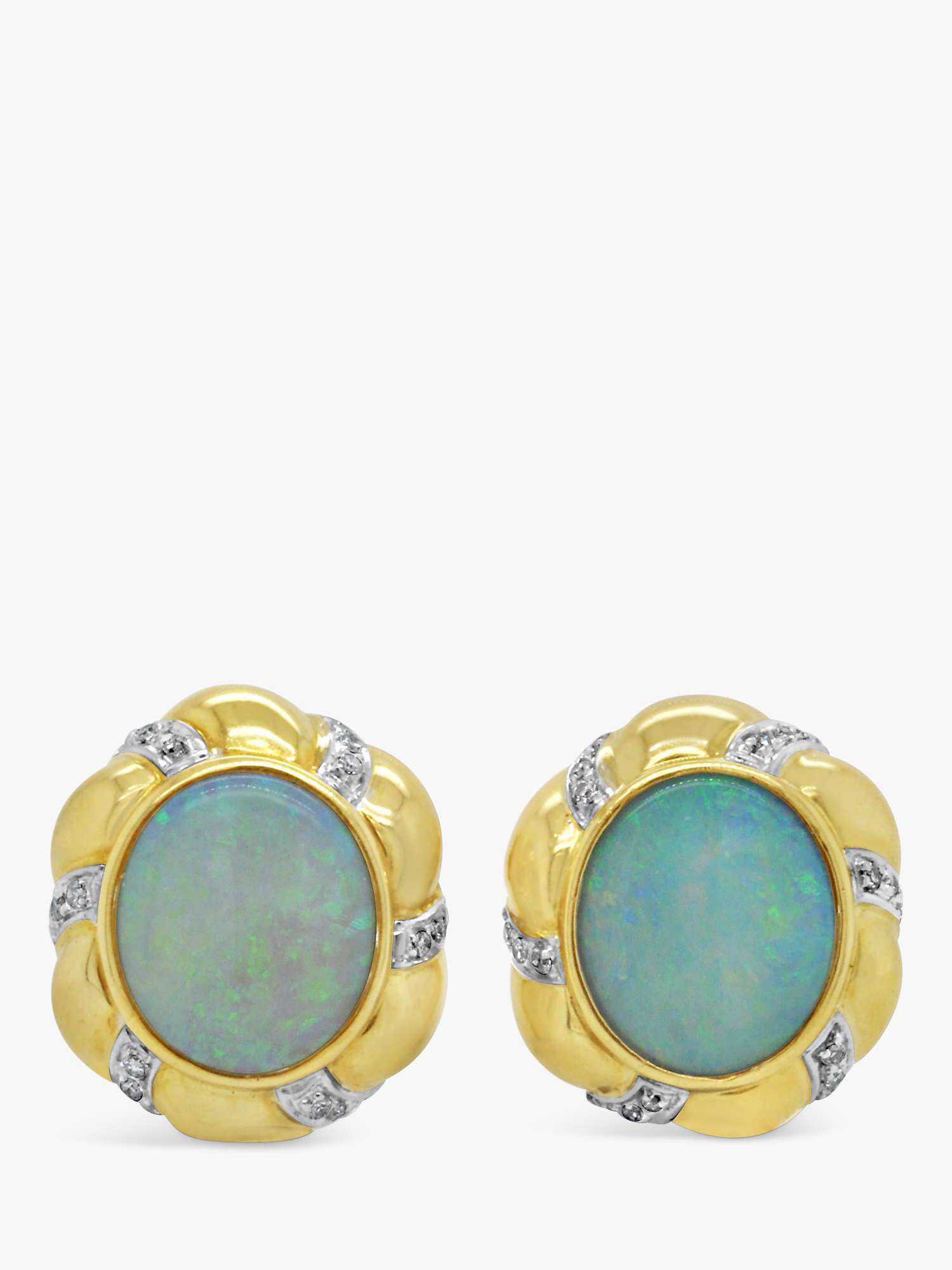 Buy Milton & Humble Jewellery Second Hand 18ct Yellow Gold Opal & Diamond Stud Earrings, Gold Online at johnlewis.com