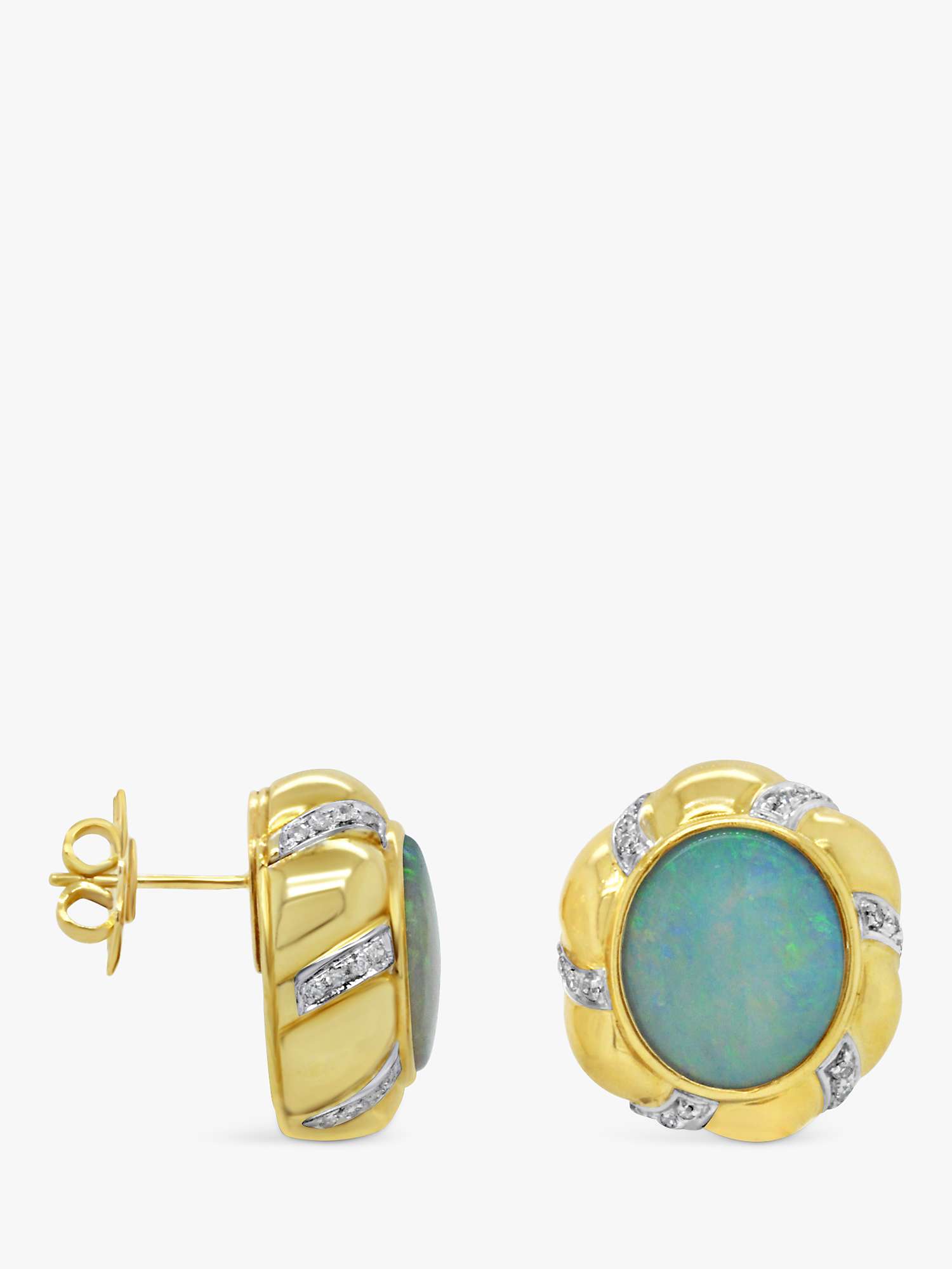 Buy Milton & Humble Jewellery Second Hand 18ct Yellow Gold Opal & Diamond Stud Earrings, Gold Online at johnlewis.com