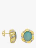 Milton & Humble Jewellery Pre-Loved 18ct Yellow Gold Opal & Diamond Stud Earrings, Gold