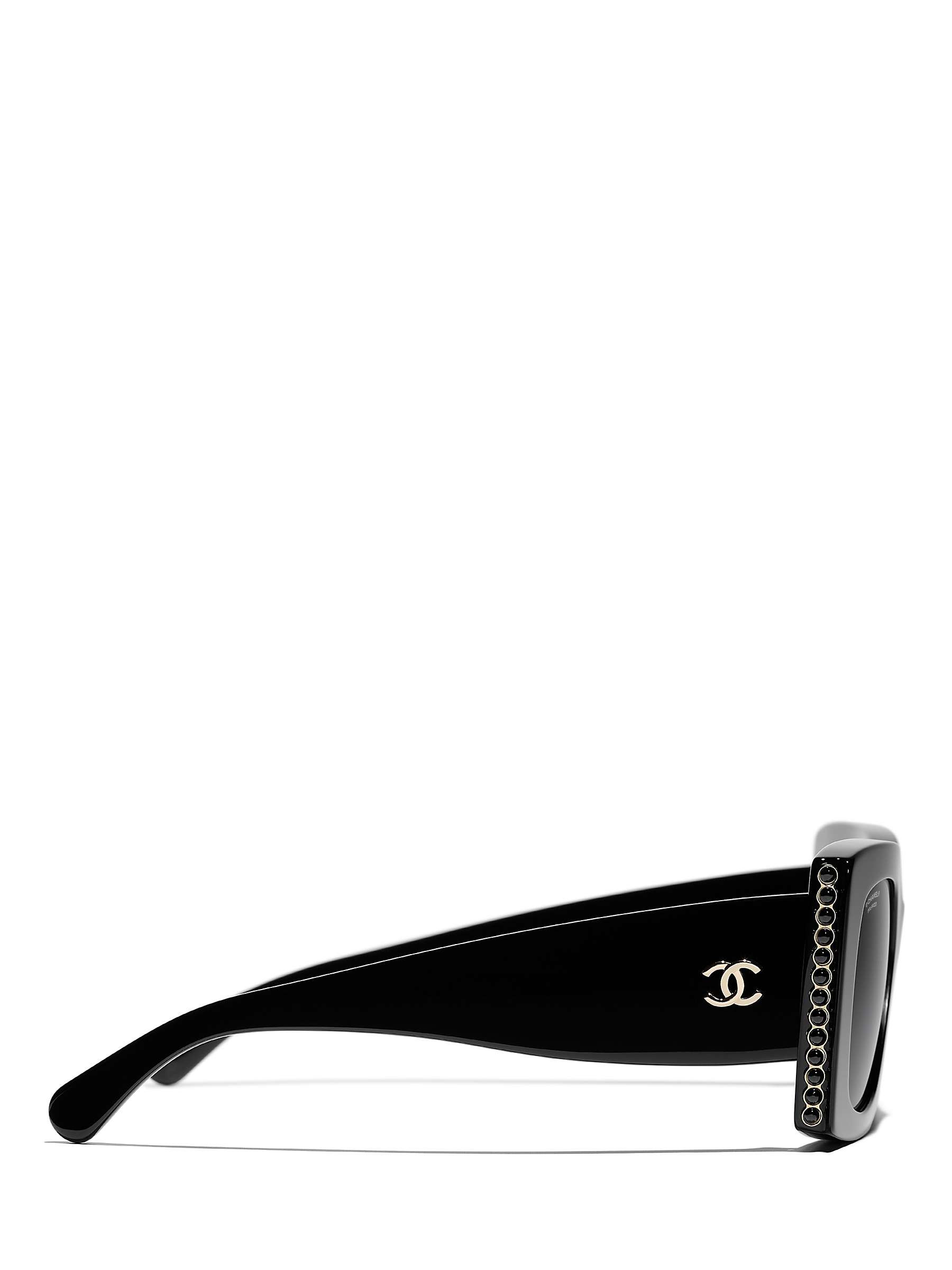 Buy CHANEL Rectangular Sunglasses CH5480H Black/Grey Online at johnlewis.com
