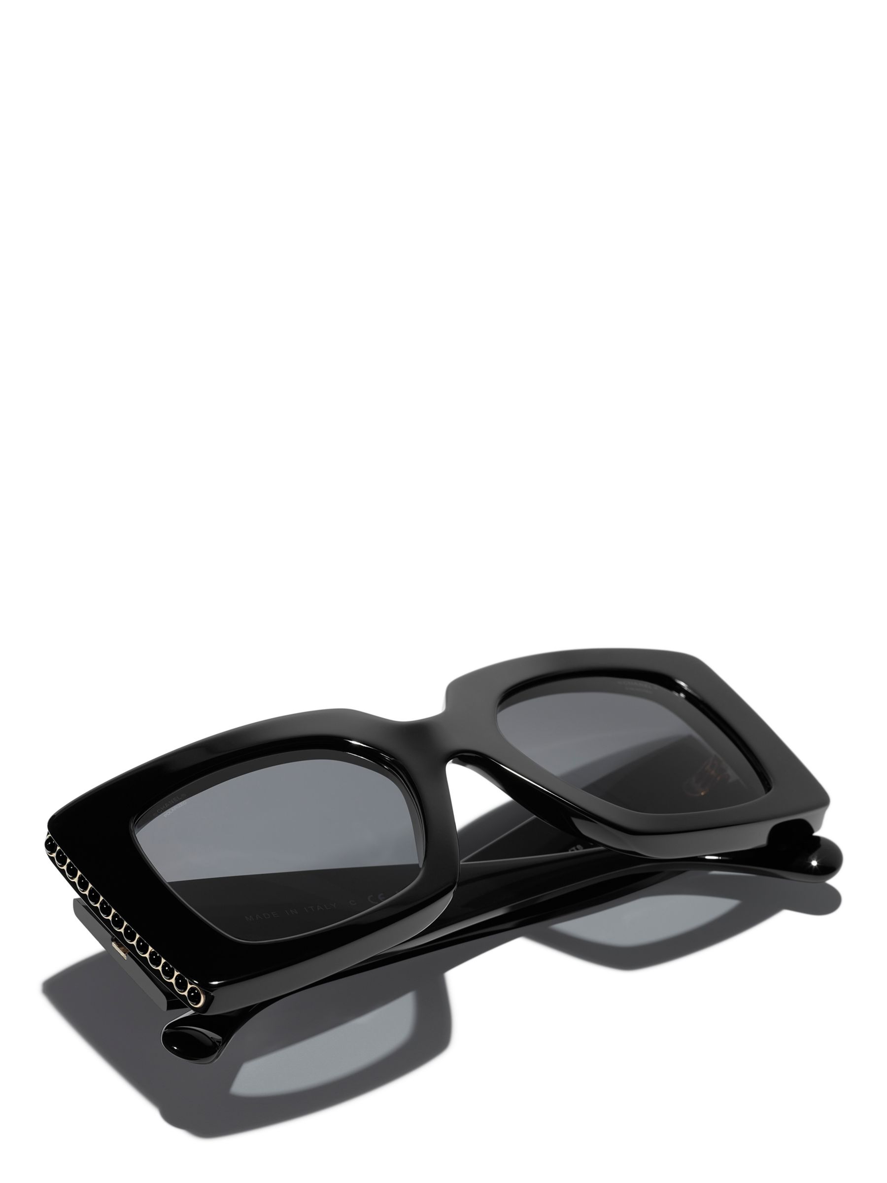 CHANEL Rectangular Sunglasses CH5480H Black/Grey at John Lewis & Partners