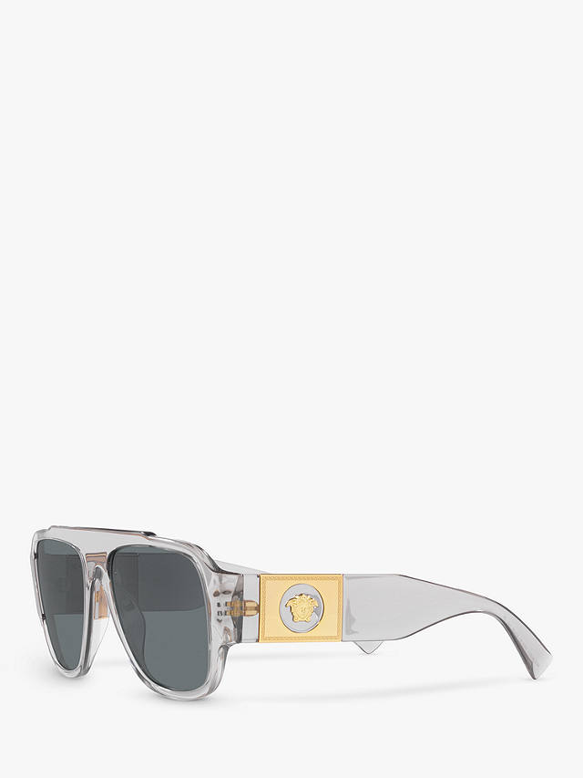 Versace VE4436U Men's Pillow Sunglasses, Transparent Grey/Blue