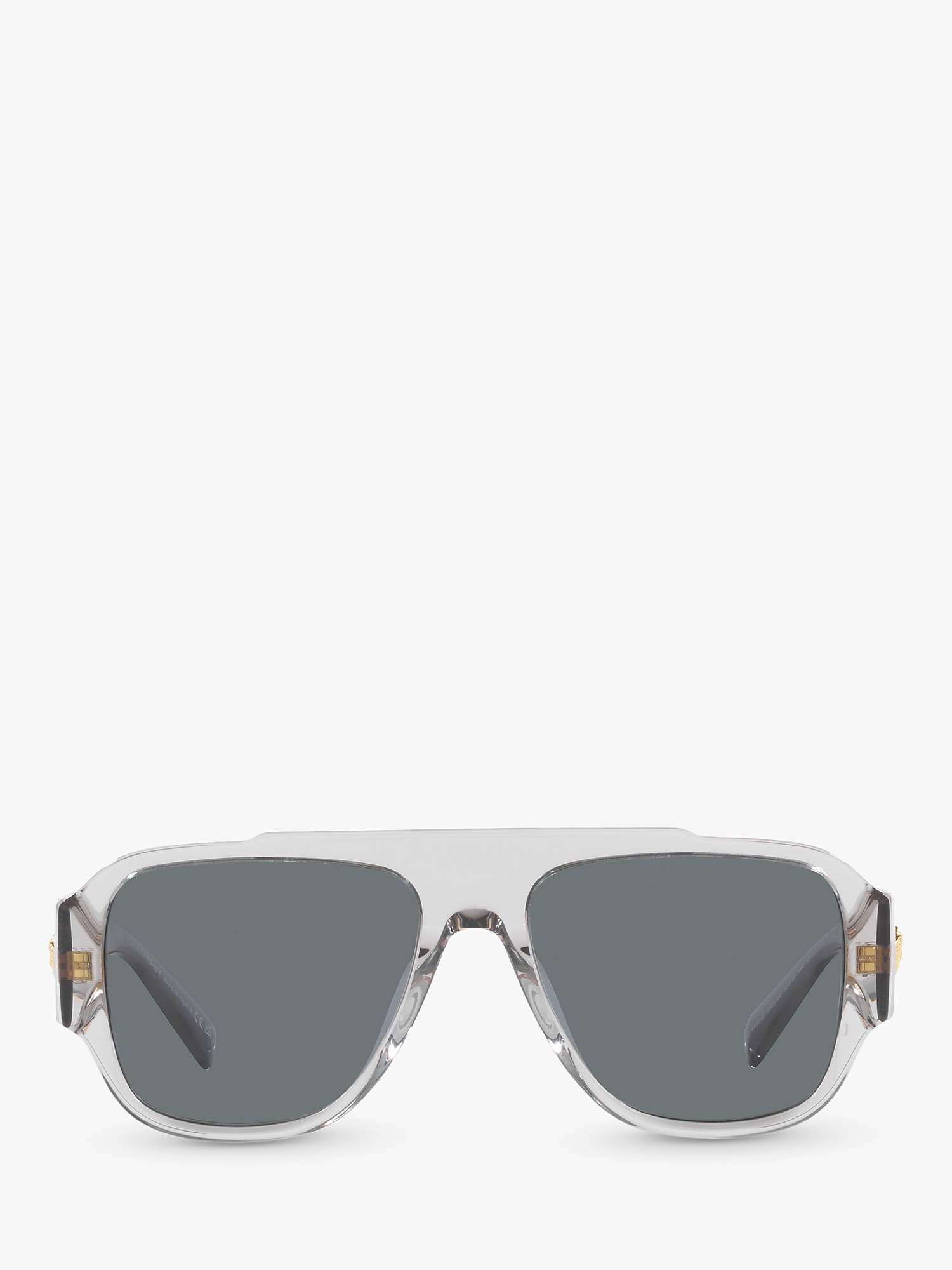 Versace VE4436U Men's Pillow Sunglasses, Transparent Grey/Blue at John ...