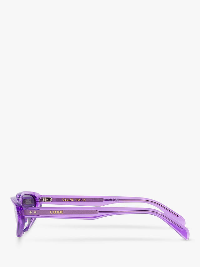Celine CL40231I Women's Triangular Sunglasses, Transparent Purple/Dark Violet