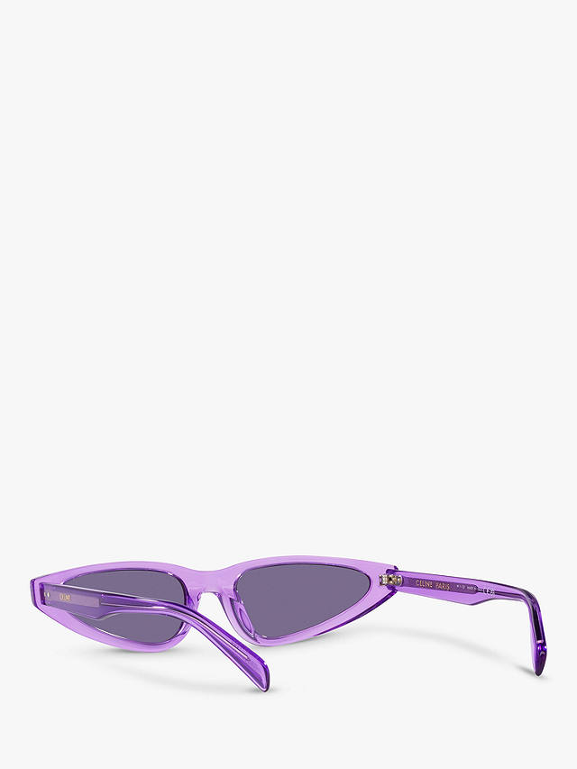 Celine CL40231I Women's Triangular Sunglasses, Transparent Purple/Dark Violet