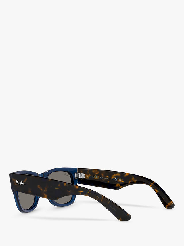 Ray-Ban RB0840S Unisex Mega Wayfarer Sunglasses, Transparent Dark Blue/Blue