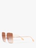 Burberry BE3133 Women's Daphne Square Sunglasses, Rose Gold/Pink Gradient