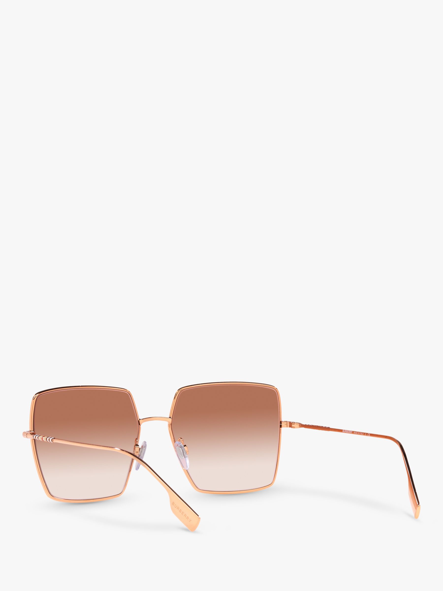 Burberry BE3133 Women's Daphne Square Sunglasses, Rose Gold/Pink Gradient  at John Lewis & Partners