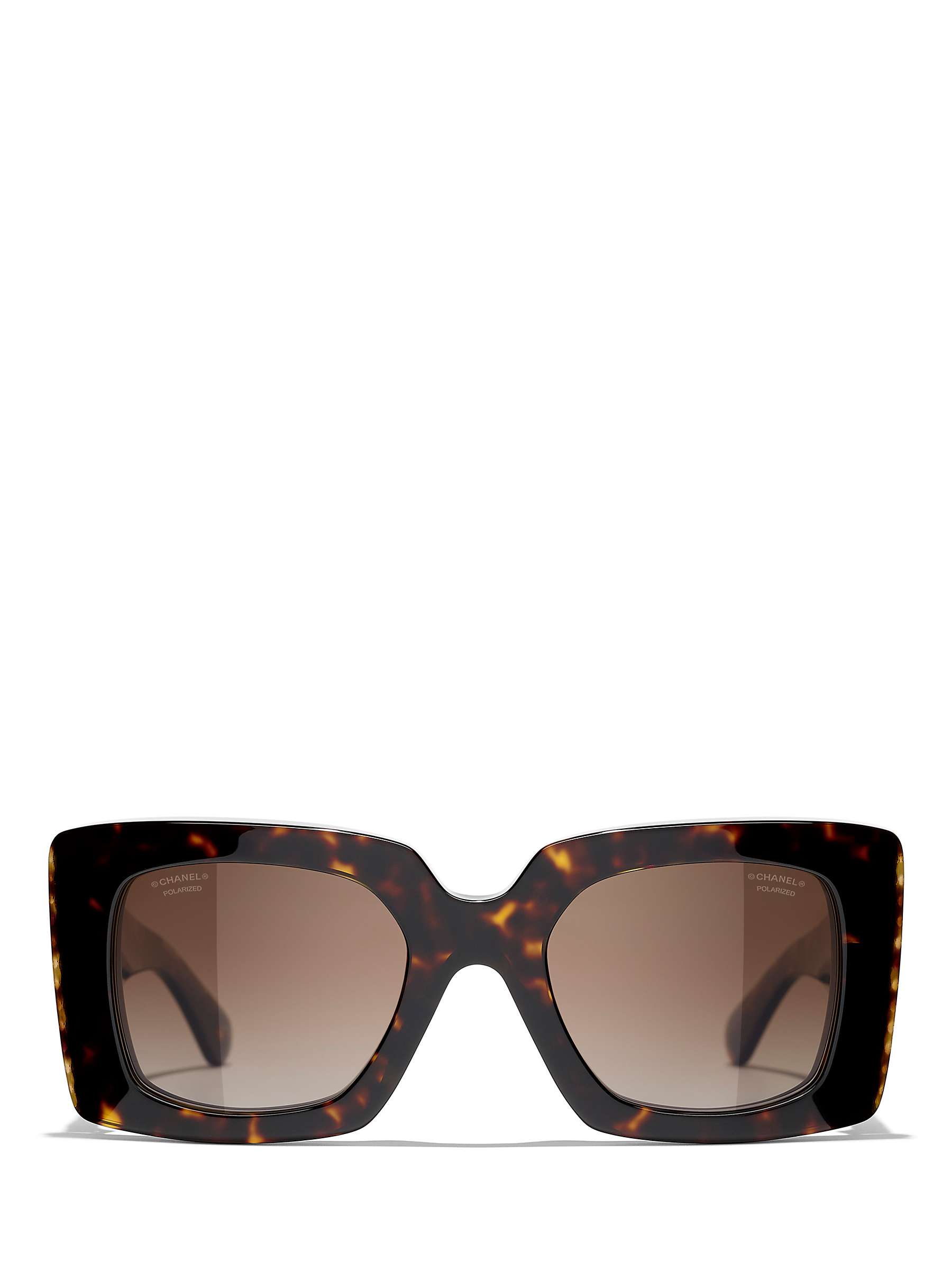 Buy CHANEL Rectangular Sunglasses CH5480H Dark Havana/Brown Gradient Online at johnlewis.com