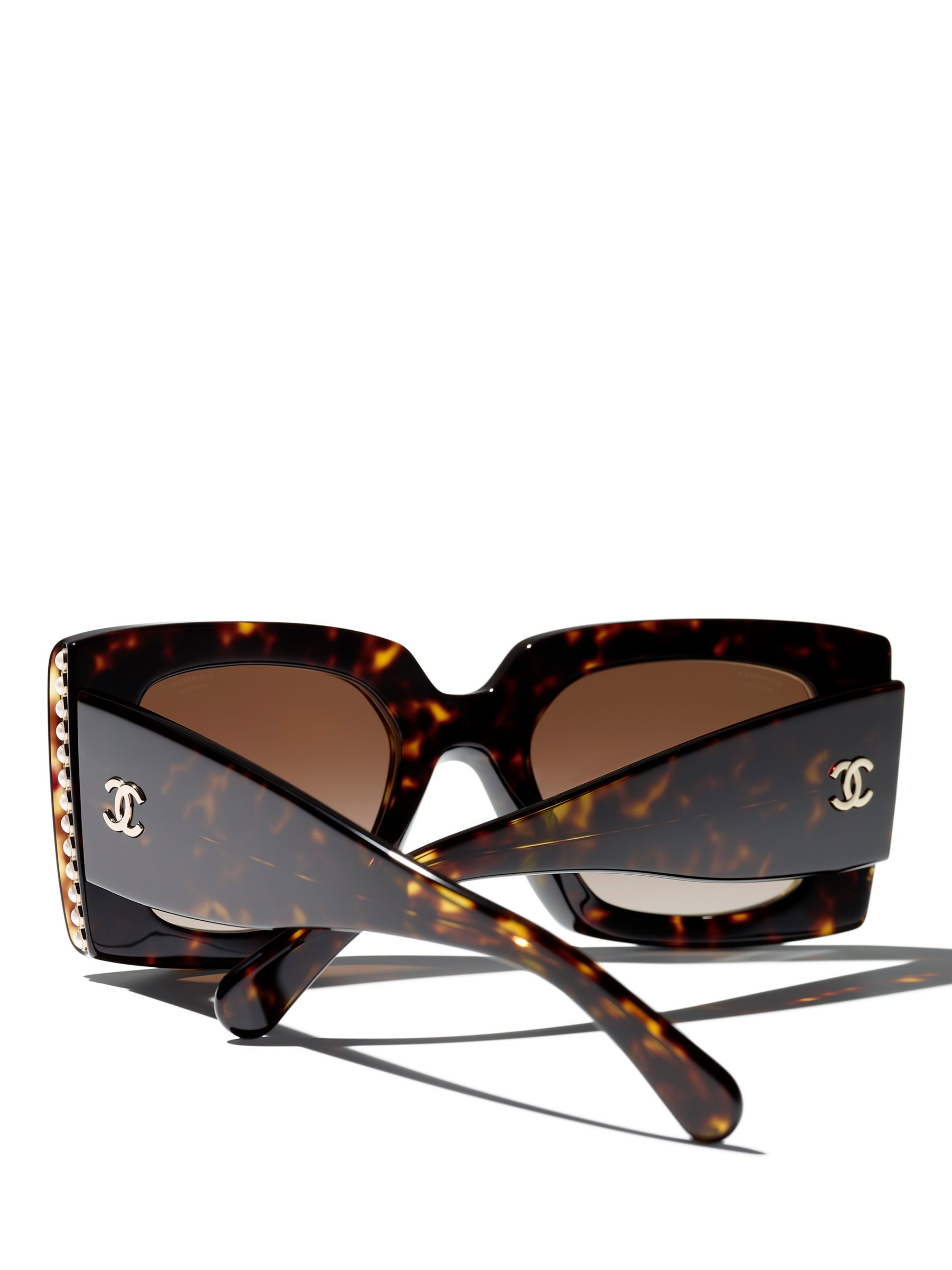 CHANEL Rectangular Sunglasses CH5480H Dark Havana/Brown Gradient at John  Lewis & Partners