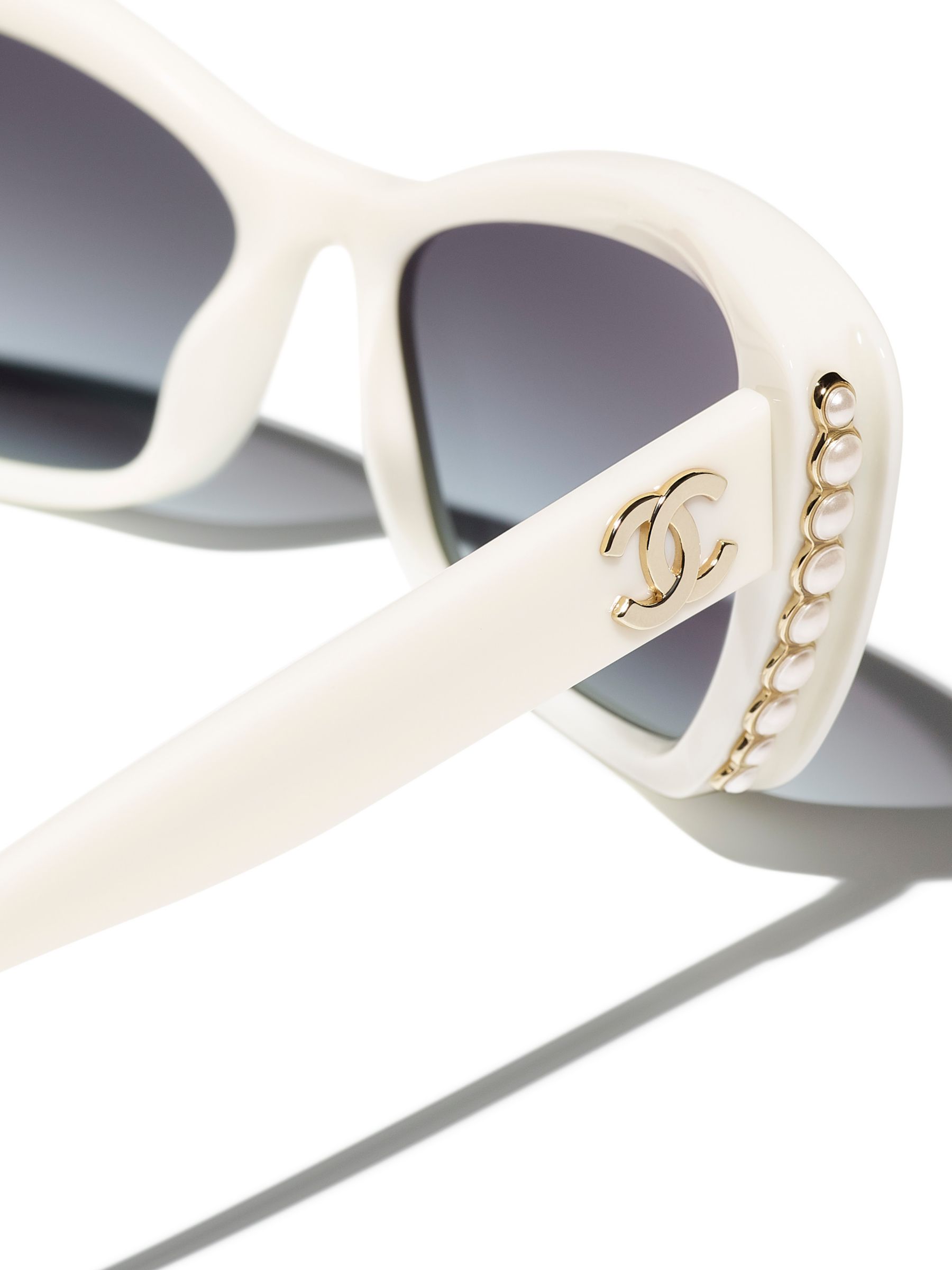 CHANEL Butterfly Sunglasses CH5481H Opal White/Blue Gradient at John Lewis  & Partners