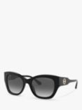 Michael Kors MK2119 Women's Palermo Square Sunglasses, Black/Grey Gradient