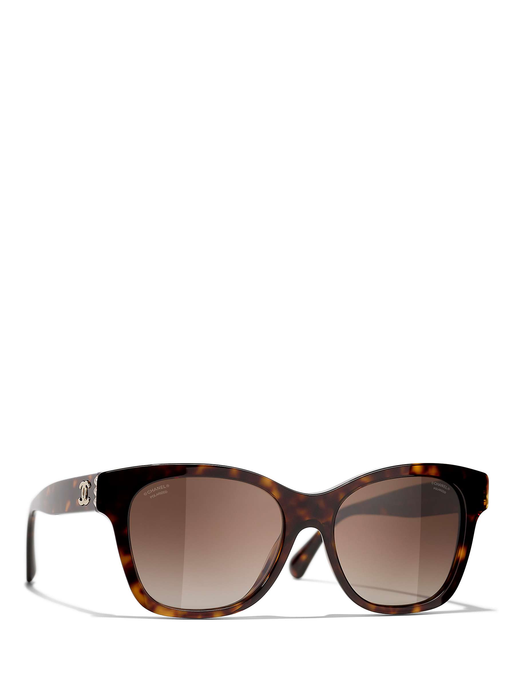 Buy CHANEL Rectangular Sunglasses CH5482H Dark Havana/Brown Gradient Online at johnlewis.com