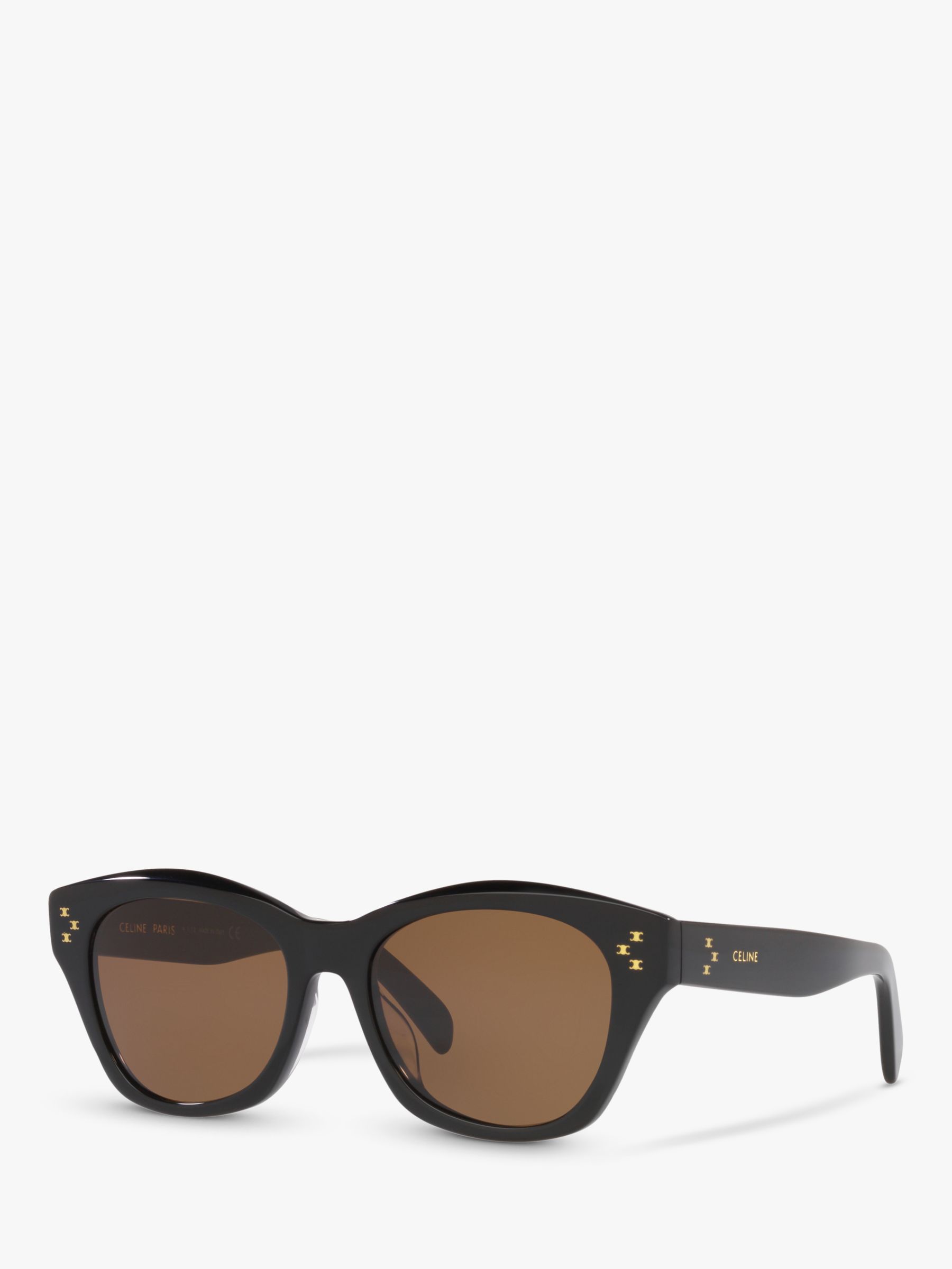 Celine Cl40217u Womens Rectangular Sunglasses Shiny Blackbrown At 