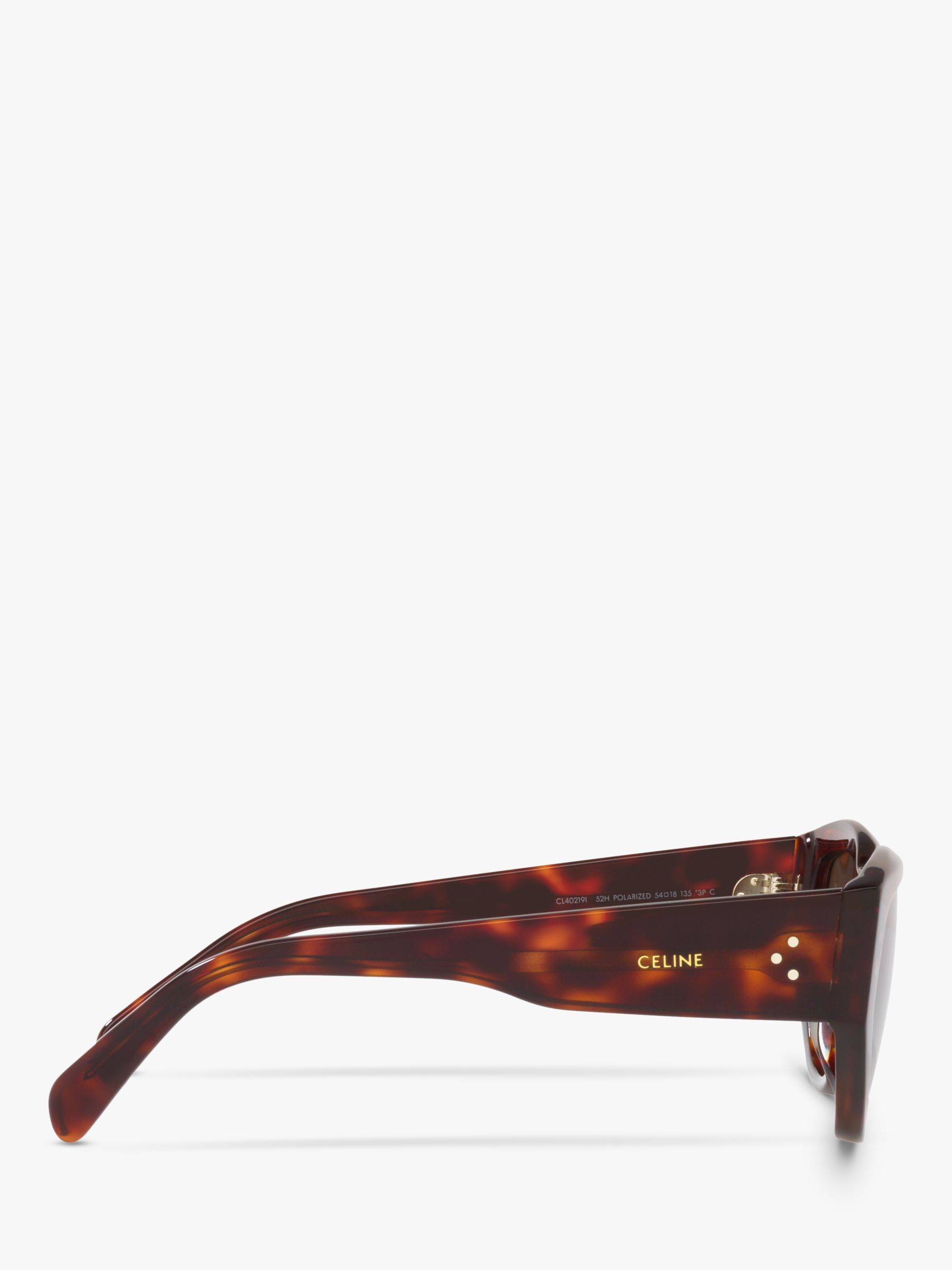Celine CL40219I Women's Polarised Rectangular Sunglasses, Tortoise ...
