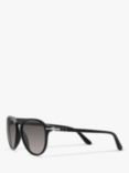 Persol PO3302S Unisex Aviator Polarised Sunglasses, Black/Grey Gradient