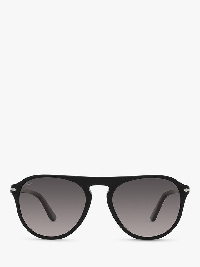 Persol PO3302S Unisex Aviator Polarised Sunglasses, Black/Grey Gradient