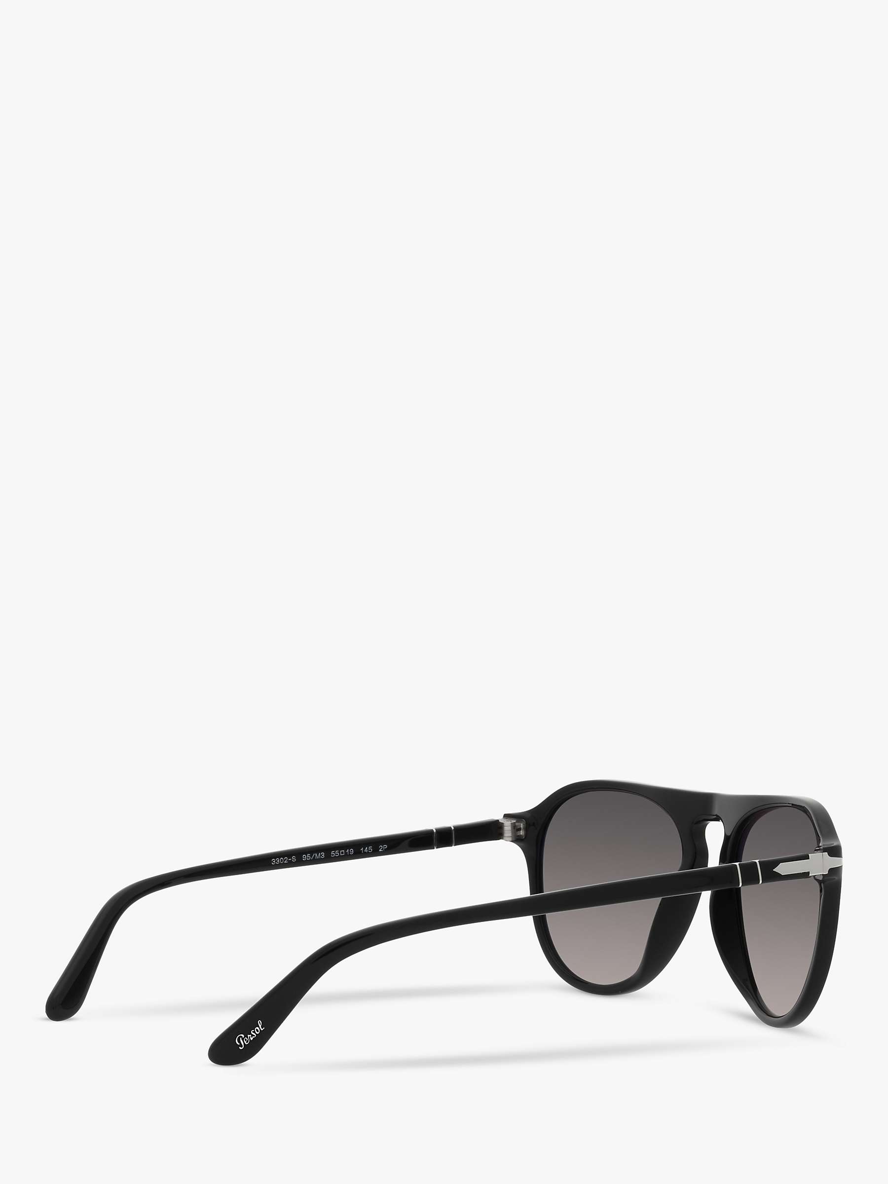 Buy Persol PO3302S Unisex Aviator Polarised Sunglasses, Black/Grey Gradient Online at johnlewis.com