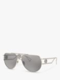Versace VE2225 Men's Pilot Sunglasses, Pale Gold