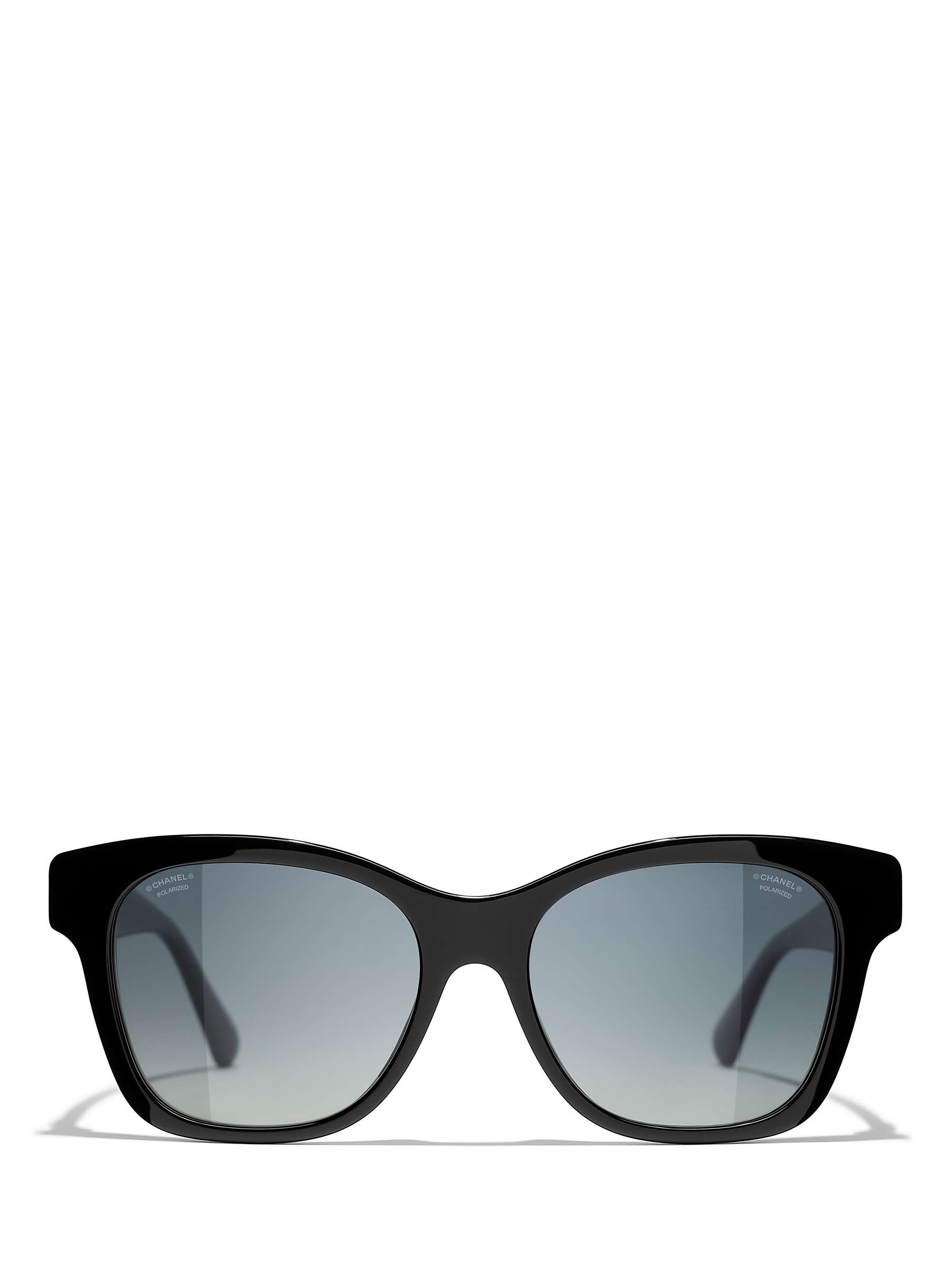 CHANEL Rectangular Sunglasses CH5482H Black/Grey Gradient at John Lewis ...