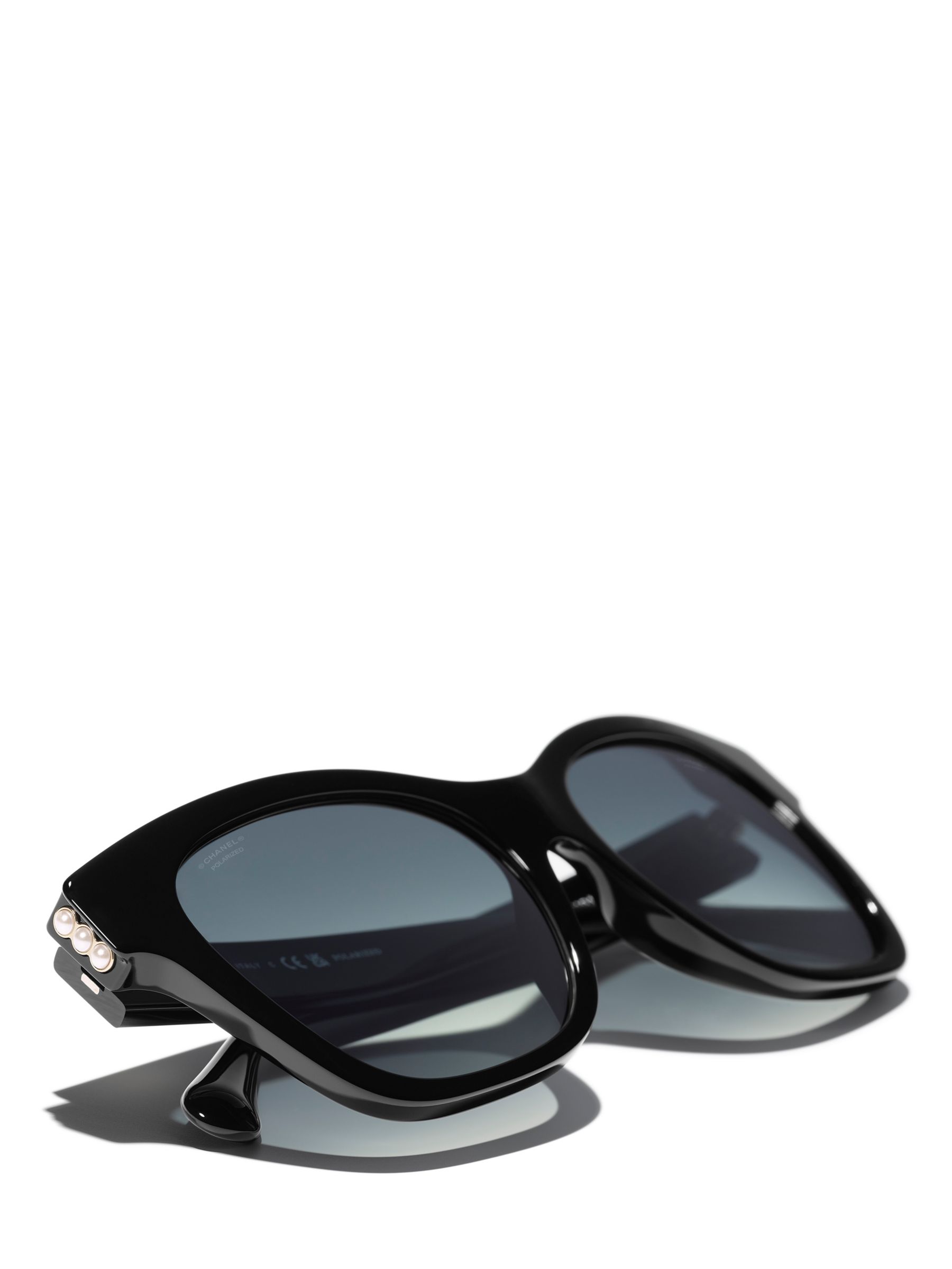 Buy CHANEL Rectangular Sunglasses CH5482H Black/Grey Gradient Online at johnlewis.com