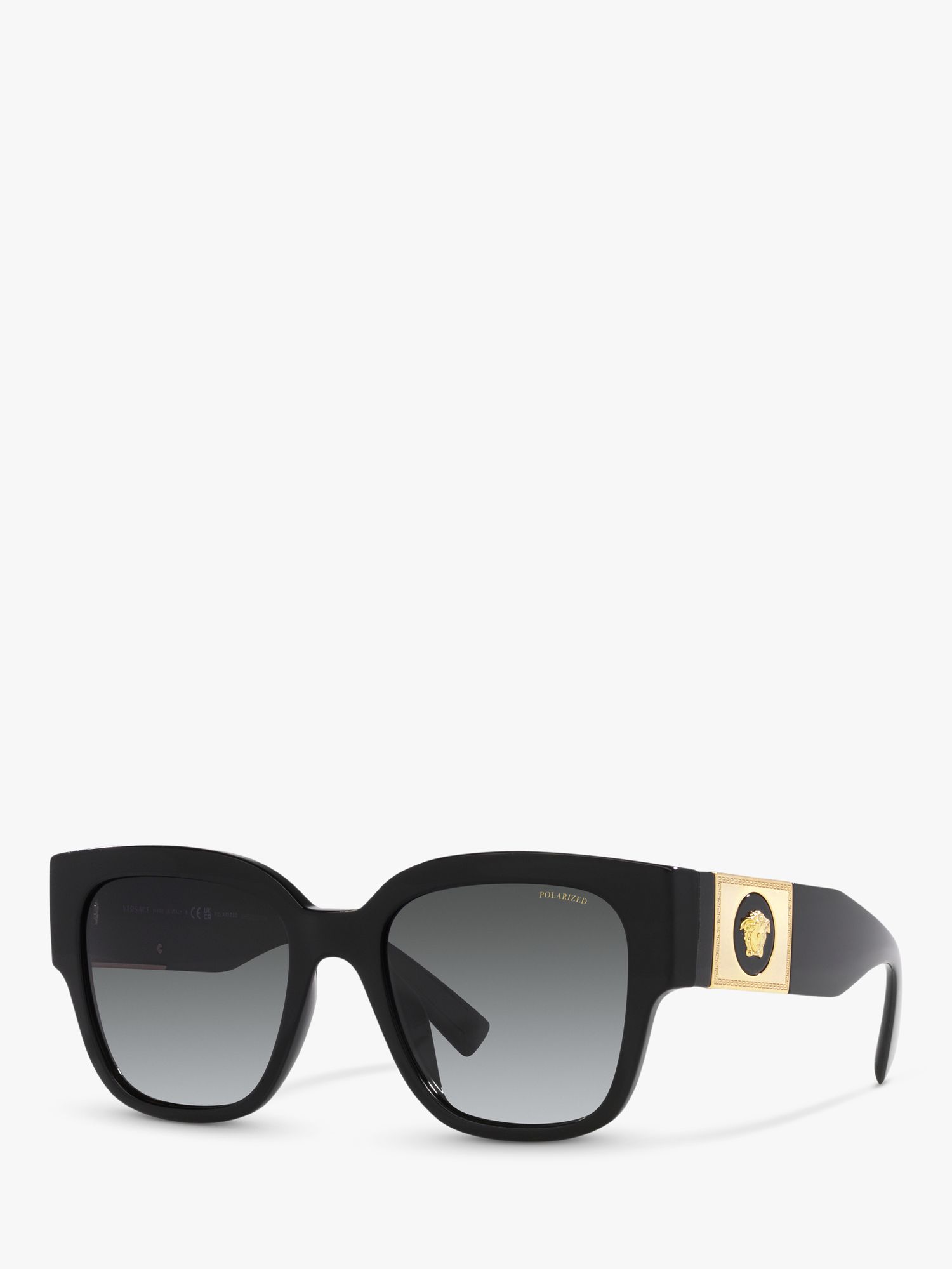 Versace VE4437U Women's Polarised Pillow Sunglasses, Black/Grey ...