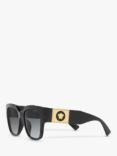Versace VE4437U Women's Polarised Pillow Sunglasses, Black/Grey Gradient