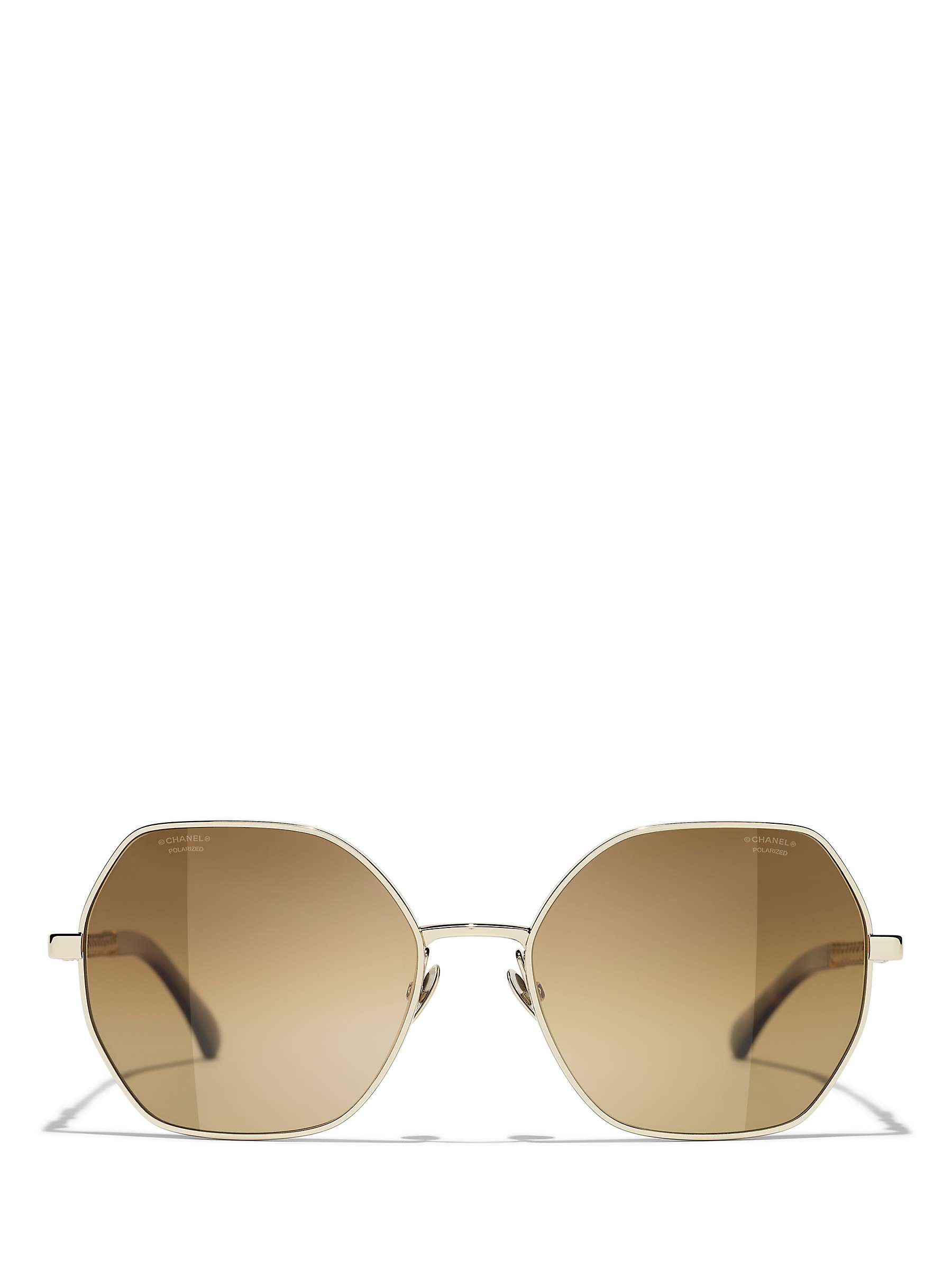 Buy CHANEL Irregular Sunglasses CH4281QH Gold/Brown Gradient Online at johnlewis.com