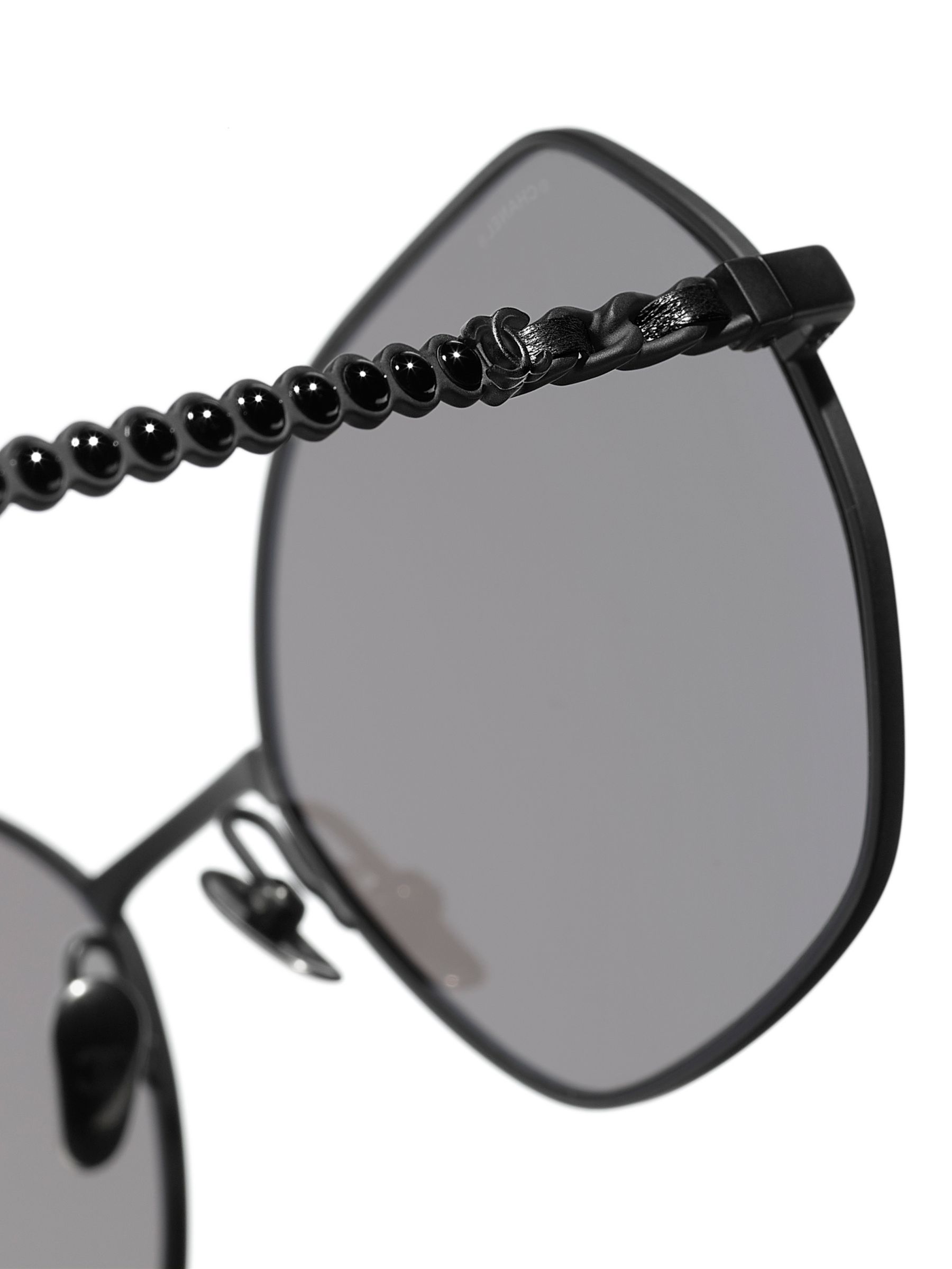 Buy CHANEL Irregular Sunglasses CH4281QH Matte Black/Grey Online at johnlewis.com