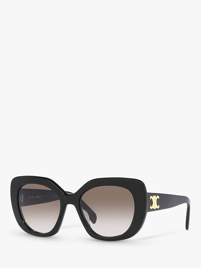 Celine CL40226U Women's Butterfly Sunglasses, Shiny Black/Beige ...