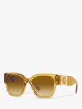 Versace VE4437U Women's Pillow Sunglasses, Transparent Honey/Brown Gradient