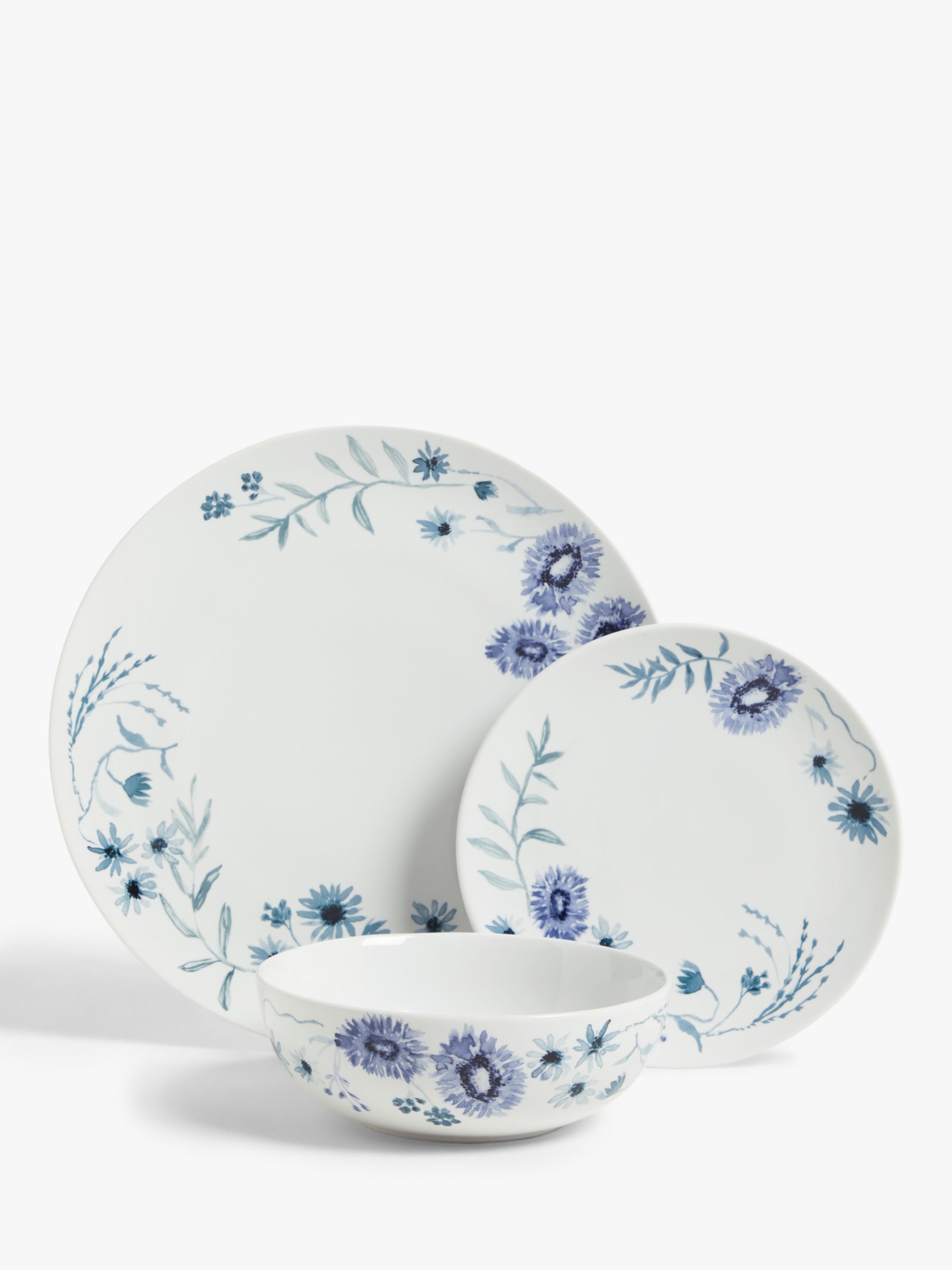 John Lewis ANYDAY Watercolour Floral Porcelain Dinnerware Set, 12