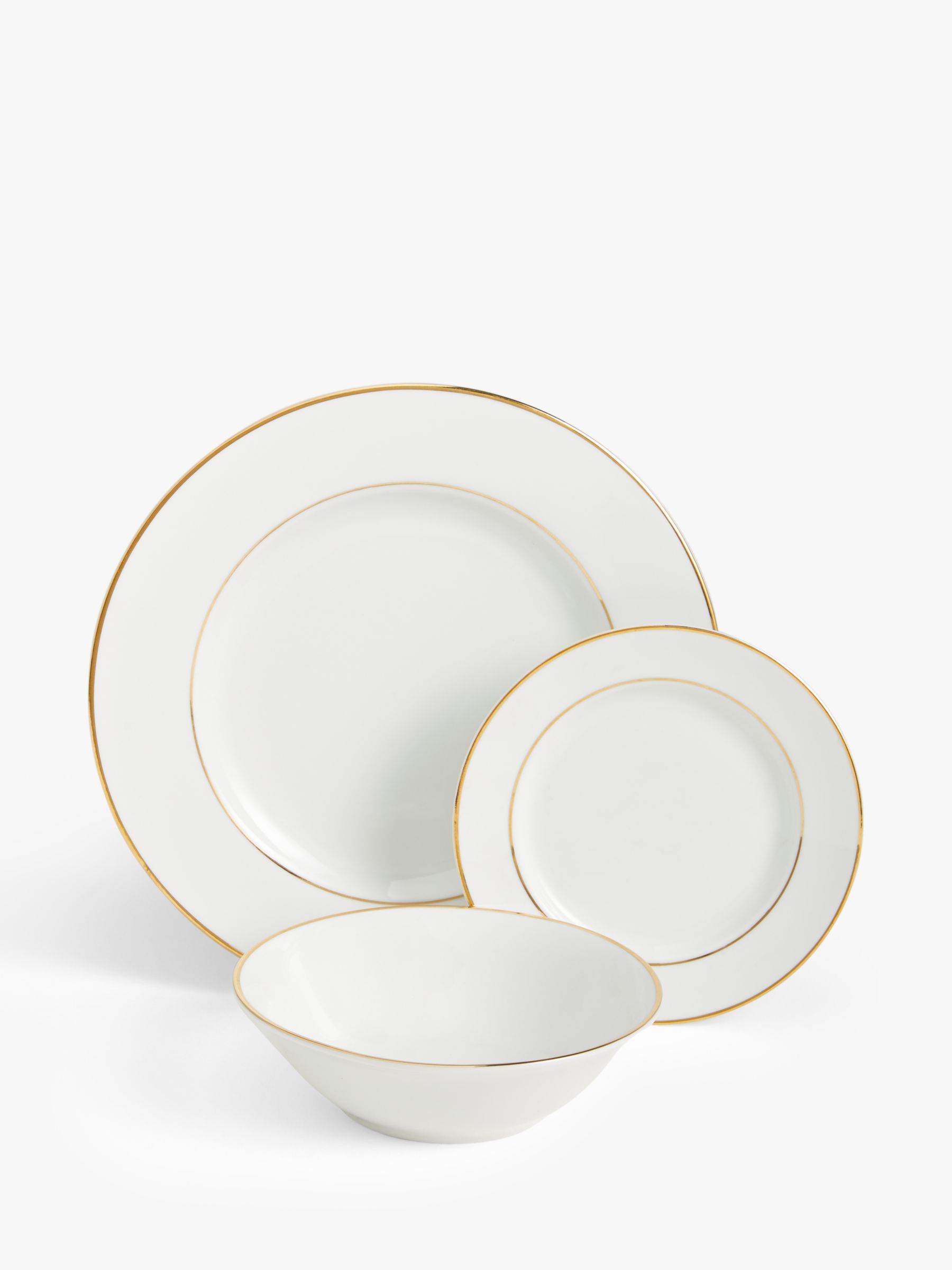 John Lewis ANYDAY Gold Band Porcelain Dinnerware Set, 12