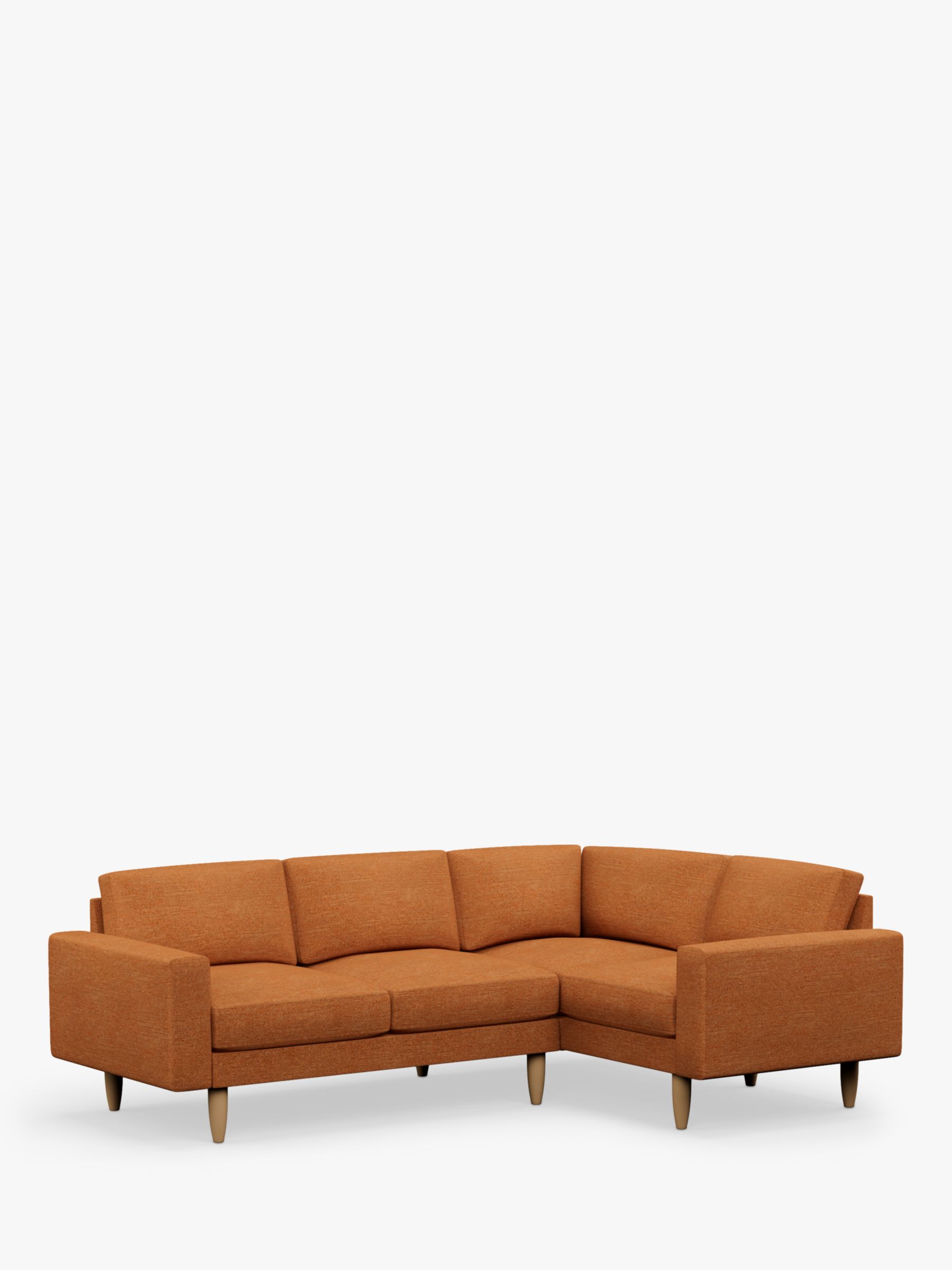 Rise Range, Hutch Rise Block Arm 4 Seater Corner Sofa, Light Leg, Textured Weave Rust