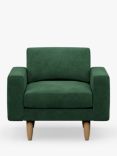 Hutch Rise Block Arm Armchair, Light Leg, Velvet Sage